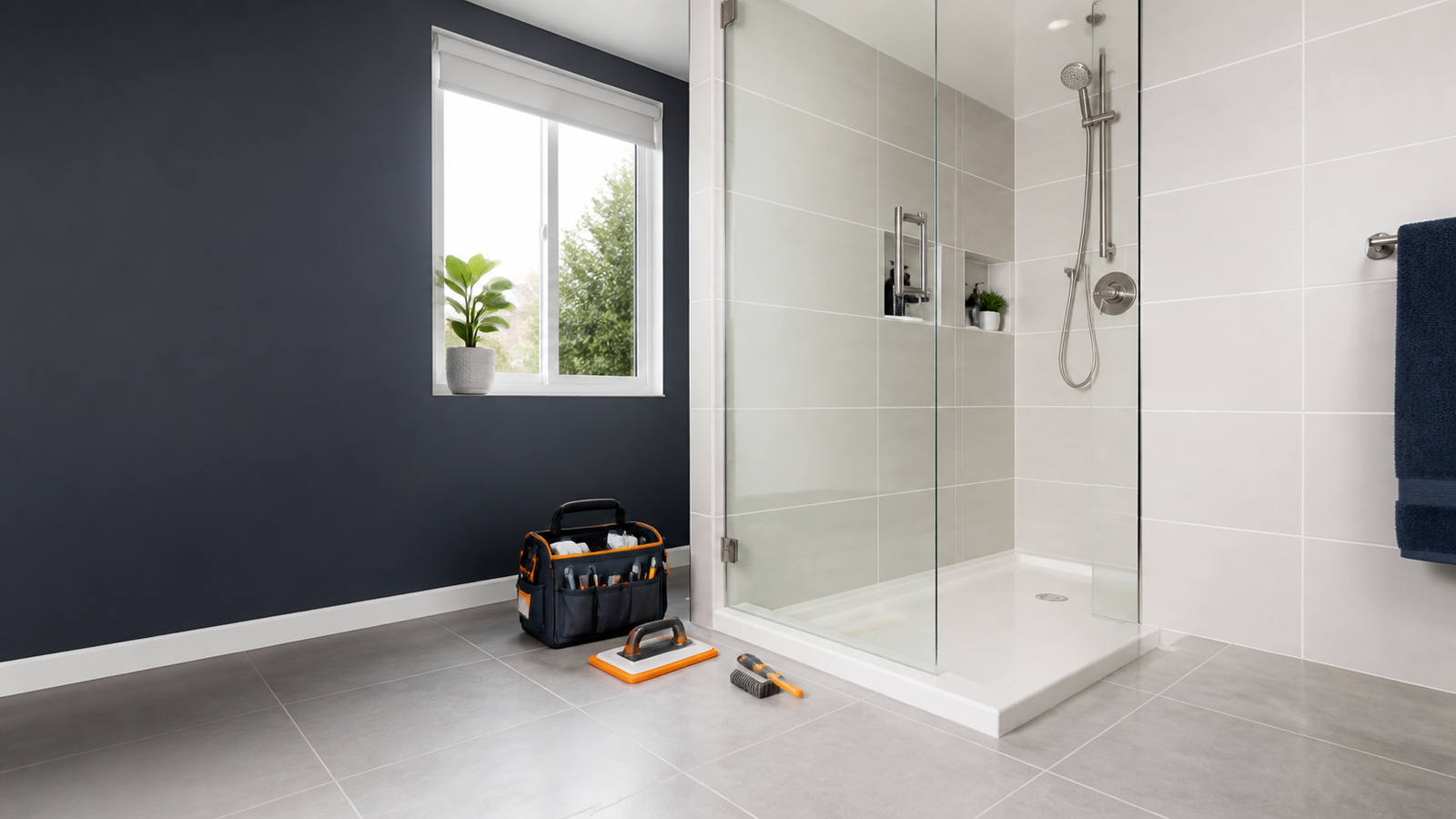 Freshly restored tiled shower by Grout Master